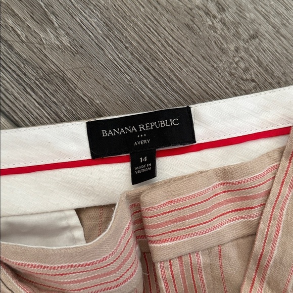 Banana Republic Factory AVERY TIE-WAIST STRIPE LINEN BLEND ANKLE PANT size 14 - Picture 3 of 4